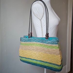 Multicolor Straw Tote Bag